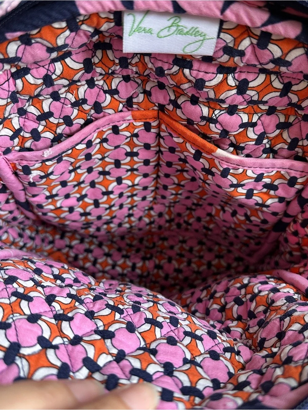 Vera Bradley Loves Me Pink & Orange Quilted Floral Backpack Matching Wallet